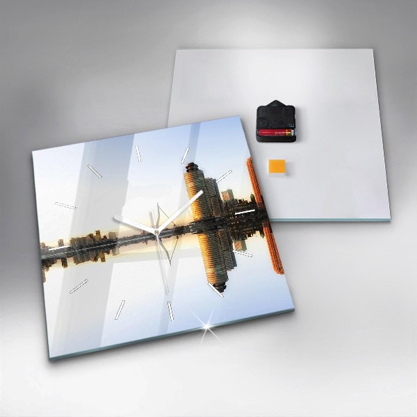 Square wall clock A city on the river