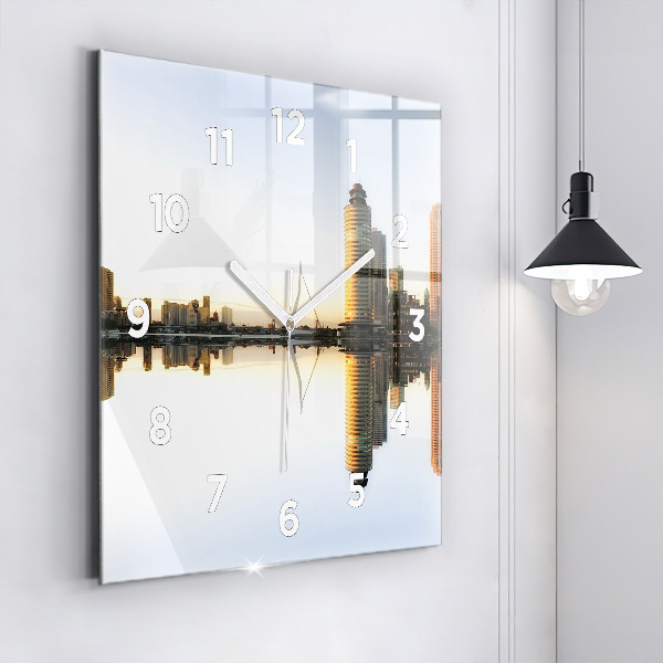 Square wall clock A city on the river