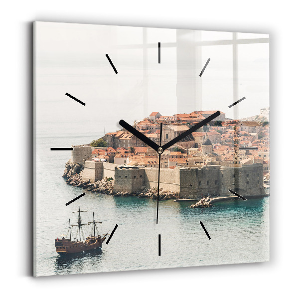 Square wall clock Sailing ship in Dubrovnik