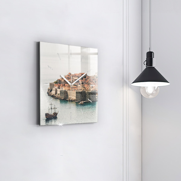 Square wall clock Sailing ship in Dubrovnik