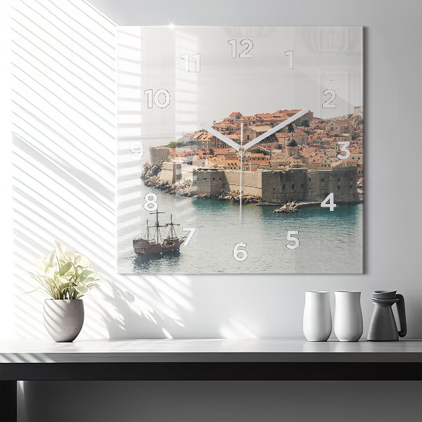 Square wall clock Sailing ship in Dubrovnik