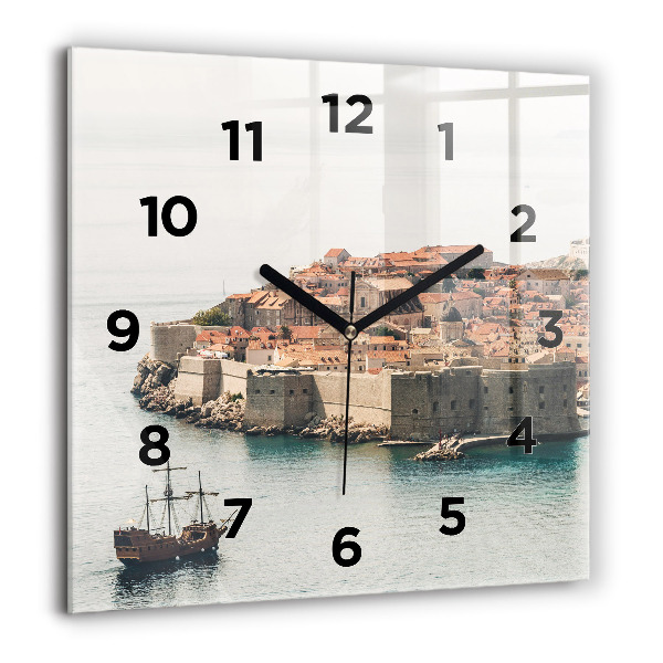 Square wall clock Sailing ship in Dubrovnik