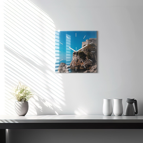 Square wall clock Cliffs in Dubrovnik