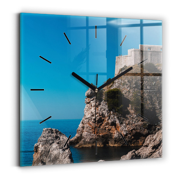 Square wall clock Cliffs in Dubrovnik