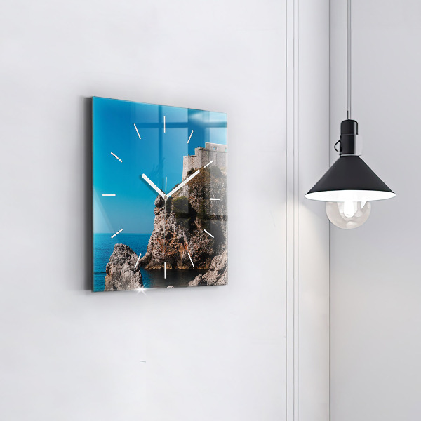 Square wall clock Cliffs in Dubrovnik