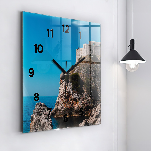 Square wall clock Cliffs in Dubrovnik
