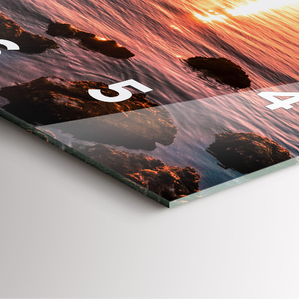 Square wall clock Rocks at sunset