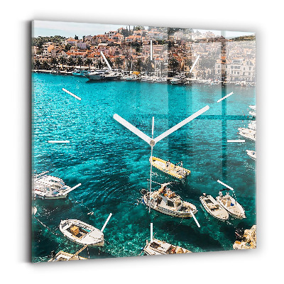 Square wall clock Boats in Croatia