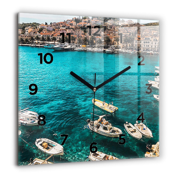 Square wall clock Boats in Croatia