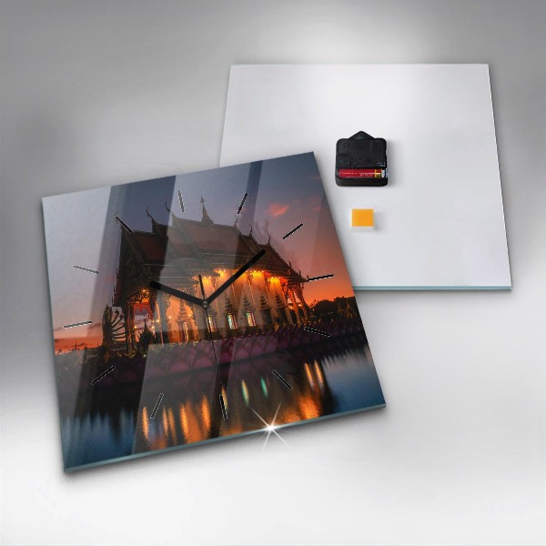 Square wall clock Temple in Bangkok