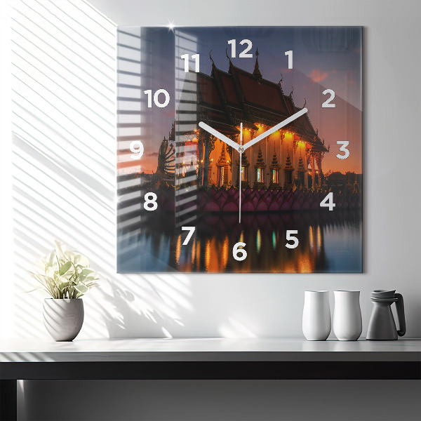 Square wall clock Temple in Bangkok