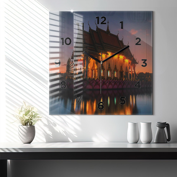 Square wall clock Temple in Bangkok