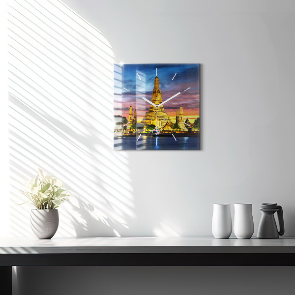 Square wall clock Temple in Bangkok