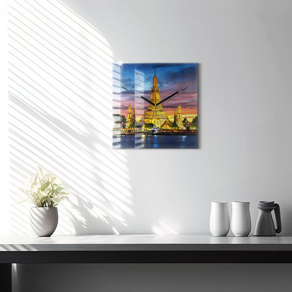 Square wall clock Temple in Bangkok