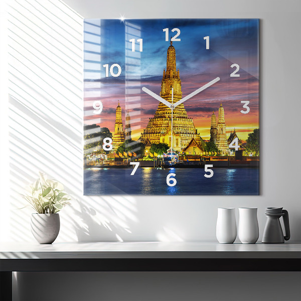 Square wall clock Temple in Bangkok
