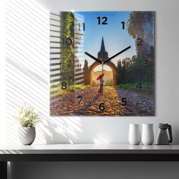 Square wall clock Surat Thani Park Thailand