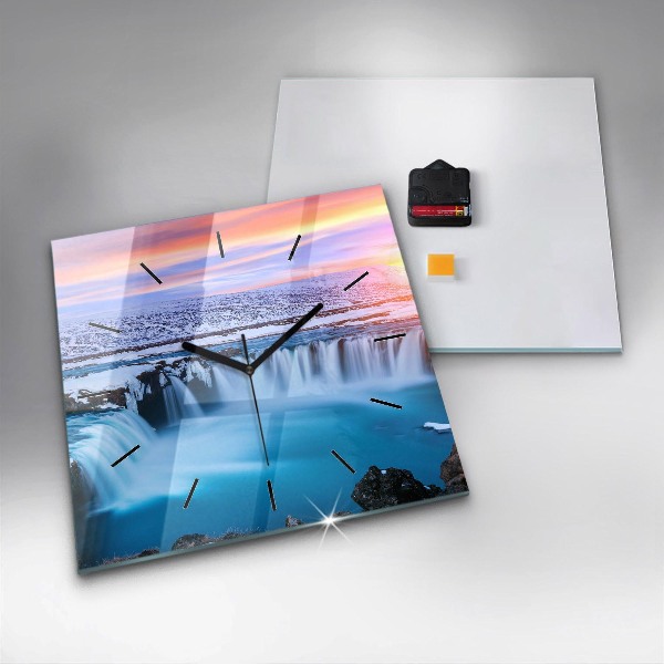 Square wall clock Godafoss Waterfall Iceland