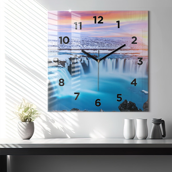 Square wall clock Godafoss Waterfall Iceland