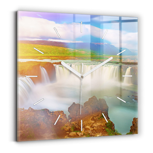 Square wall clock Godafoss in Iceland