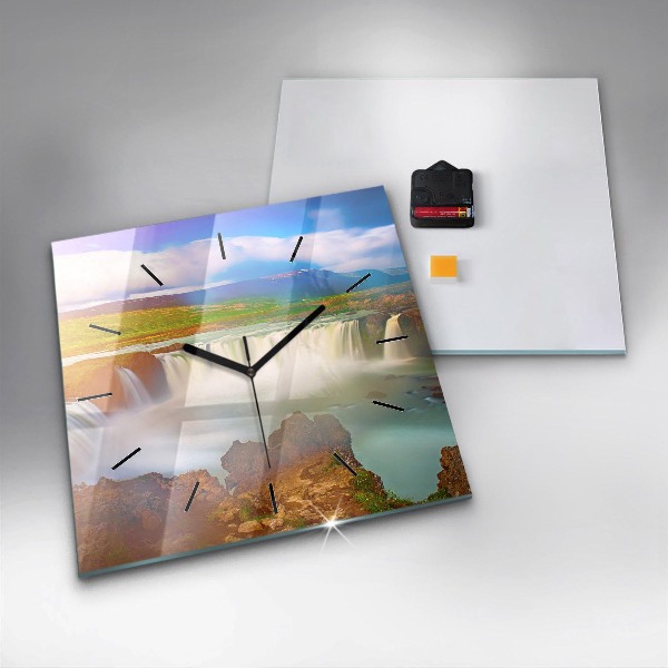 Square wall clock Godafoss in Iceland