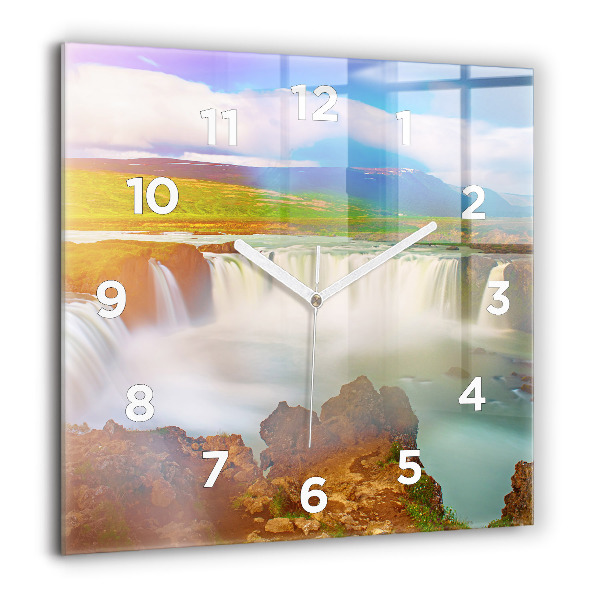 Square wall clock Godafoss in Iceland