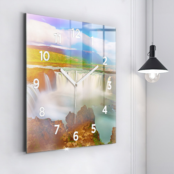 Square wall clock Godafoss in Iceland