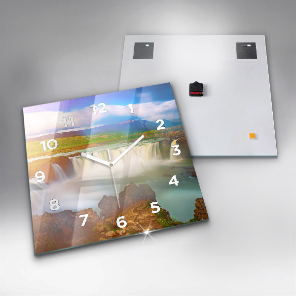 Square wall clock Godafoss in Iceland