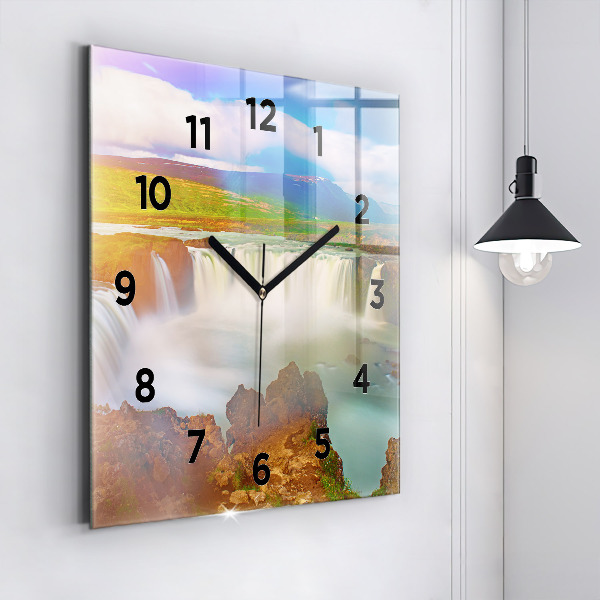 Square wall clock Godafoss in Iceland