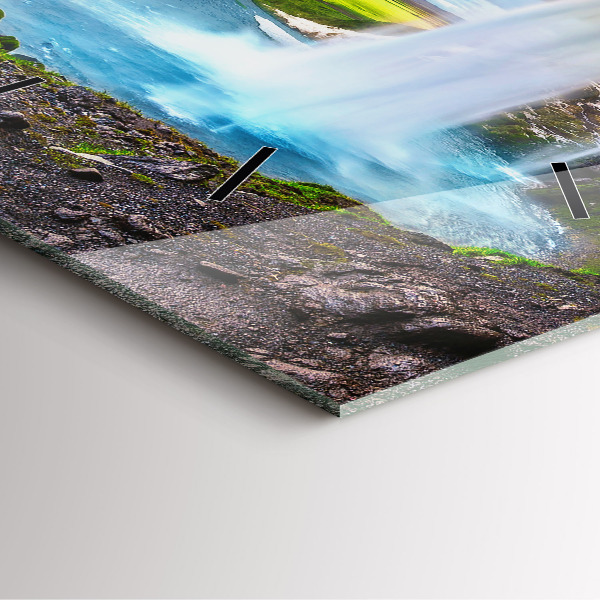 Square wall clock Waterfall in Iceland