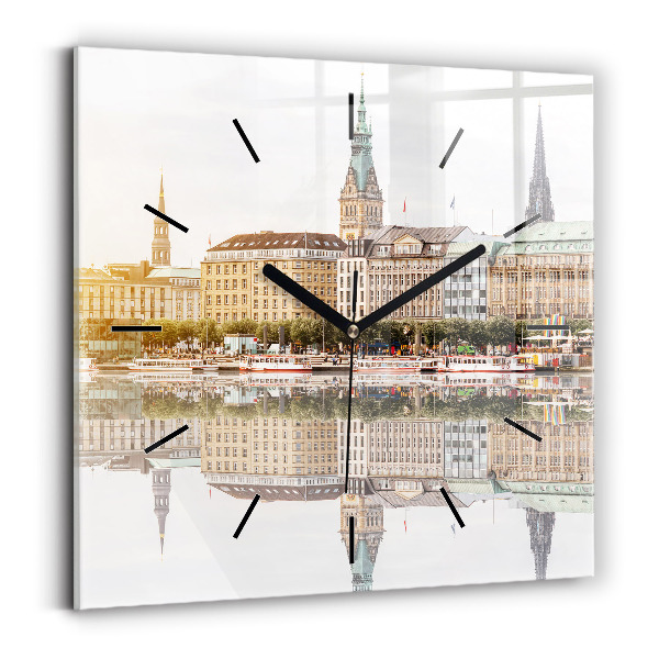 Square wall clock River Hamburg Germany