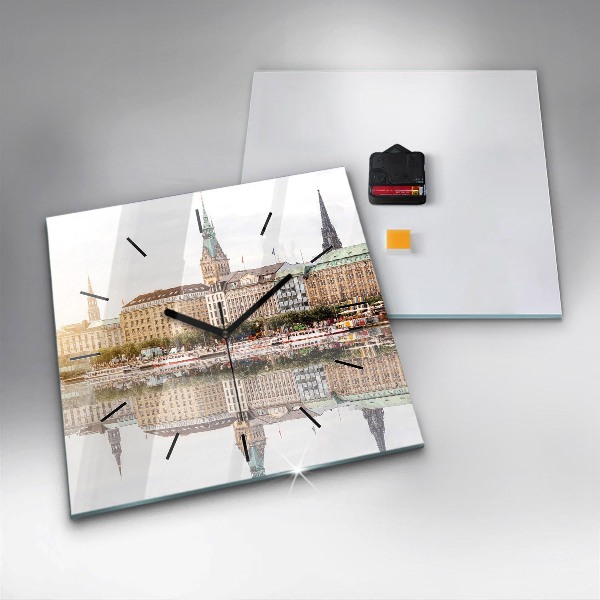 Square wall clock River Hamburg Germany