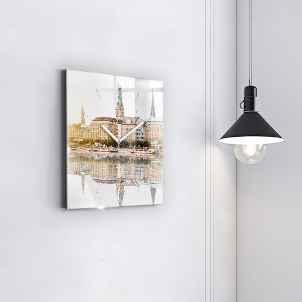 Square wall clock River Hamburg Germany