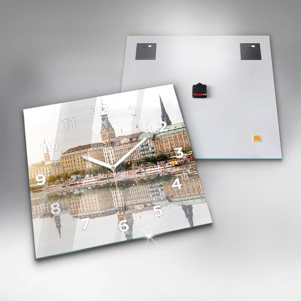 Square wall clock River Hamburg Germany