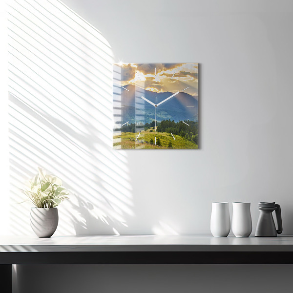 Square wall clock Landscape with forests