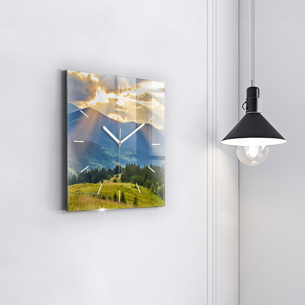 Square wall clock Landscape with forests