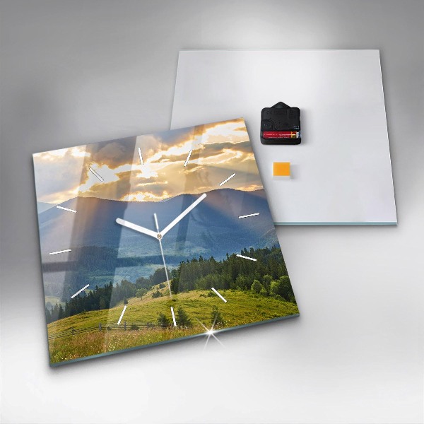 Square wall clock Landscape with forests