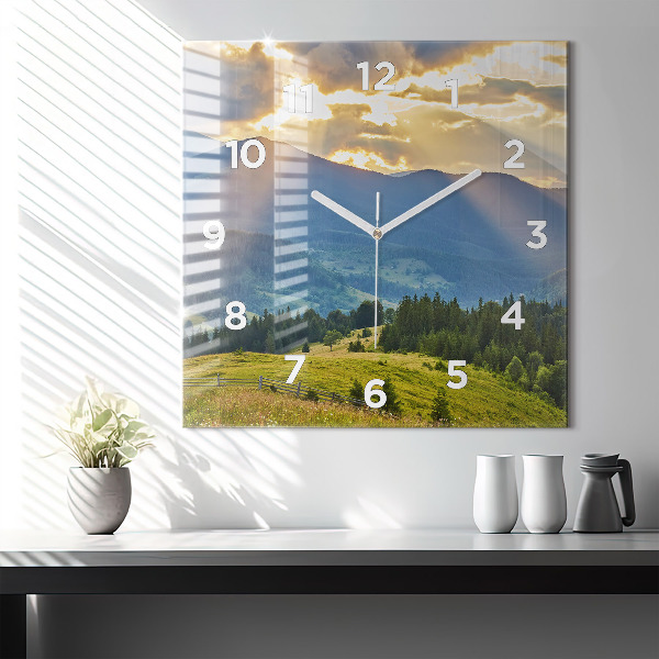 Square wall clock Landscape with forests