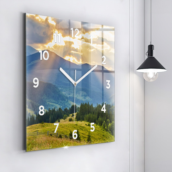 Square wall clock Landscape with forests