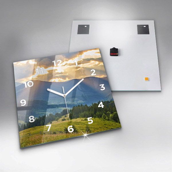 Square wall clock Landscape with forests