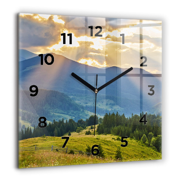 Square wall clock Landscape with forests