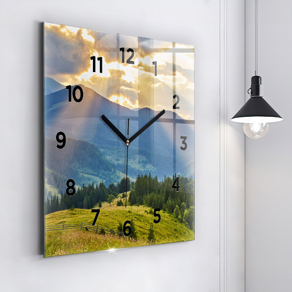 Square wall clock Landscape with forests