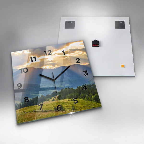 Square wall clock Landscape with forests