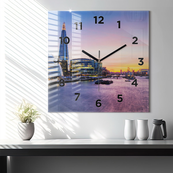 Square wall clock View of London