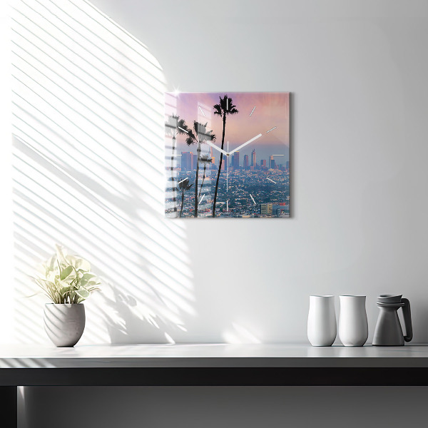 Square wall clock Los Angeles Sunset