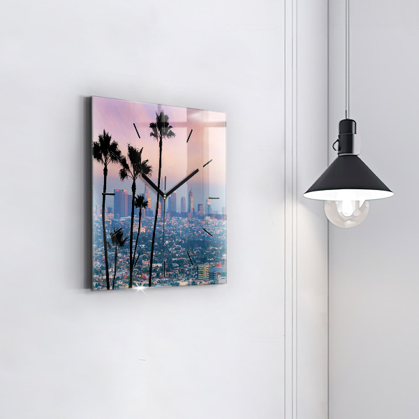 Square wall clock Los Angeles Sunset