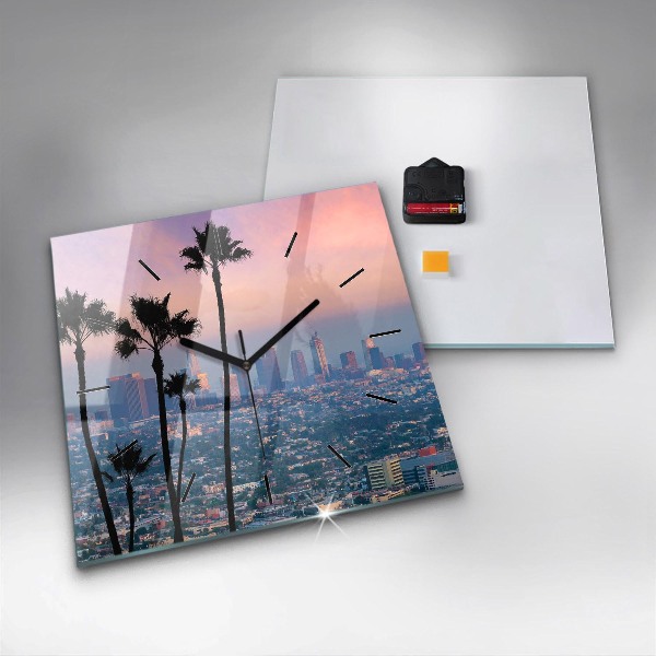 Square wall clock Los Angeles Sunset