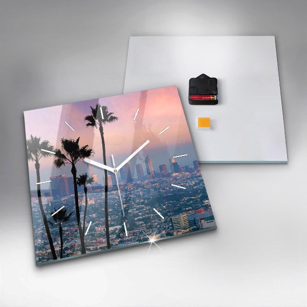 Square wall clock Los Angeles Sunset