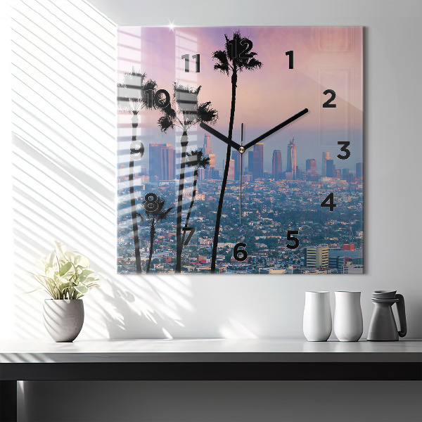 Square wall clock Los Angeles Sunset