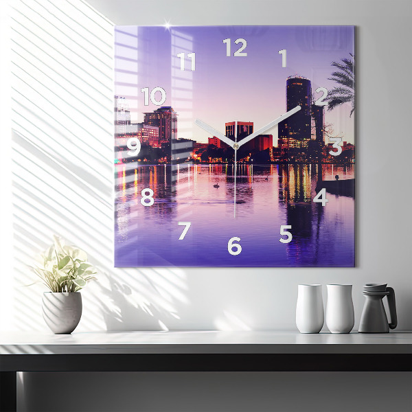 Square wall clock Orlando city skyline