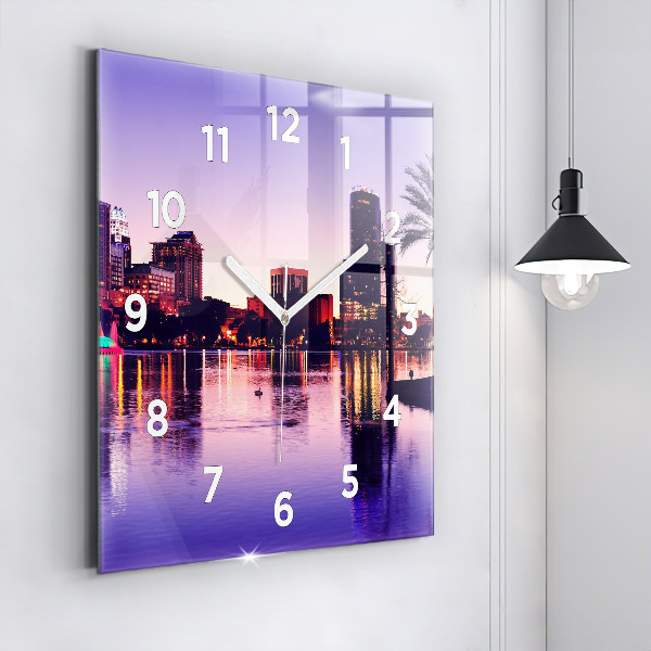 Square wall clock Orlando city skyline